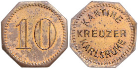 Drittes Reich. 
Messingmarke o.J. zu 10 Pfennig, des Kreuzers 'Karlsruhe'. Menzel&nbsp;34081.2. . 

vz