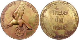 Medaillen und Abzeichen. 
Bronzemedaille mit Vergoldungsresten o.J. Jagdgeschwader Horst Wessel. Slg.&nbsp;Joos&nbsp;-. äußerst selten 80,5&nbsp;mm, ...