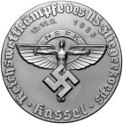 Medaillen und Abzeichen. 
Einseitige Aluminiumplakette 1938 der Reichswettkämpfe des NS-Fliegerkorps Kassel. Kaiser&nbsp;vgl.&nbsp;1239. 81,9&nbsp;mm...