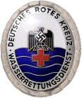 Medaillen und Abzeichen. 
Ovales Ansteckabzeichen des Deutschen Roten Kreuzs - Wasserrettungsdienst, versilberte Bronze, teilemailliert, rückseitig e...