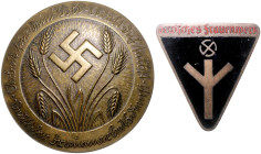 Medaillen und Abzeichen. 
Lot von 2 Stücken: Brosche des Deutschen Frauenarbeitsdienstes, rückseitig Nr. 40673 (43,5mm 14,4g) und Mitgliedsabzeichen ...
