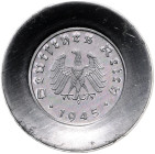 Alliierte Besetzung. 
10 Pfennig 1945 F Einseitiger Abschlag der Adlerseite auf übergroßem Aluminiumschrötling (Sotheby's Auktion 1954 - Prägungen fü...