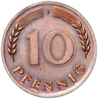 BRD. 
10 Pfennig (1949) J Einseitiger Kupferabschlag der Wertseite der Münzstätte Hamburg, nicht magnetisch, Leitfähigkeit 55 Ms/M, (Sotheby's Auktio...