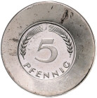 BRD. 
5 Pfennig (1950) J Abschlag der Wertseite auf großem Silberschrötling, Leitfähigkeit 52 Ms/M, (Sotheby's Auktion 1954 - Prägungen für den ägypt...