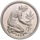 BRD. 
50 Pfennig (1950) J Abschlag der Baumseite auf Silberschrötling, mit glattem Rand, Leitfähigkeit 51 Ms/M, (Sotheby's Auktion 1954 - Prägungen f...