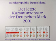 BRD. 
Kursmünzensatz 2001 Münzstätten A D F G J 'Der letzte Kursmünzensatz der Deutschen Mark'. original verschweißt. 

st