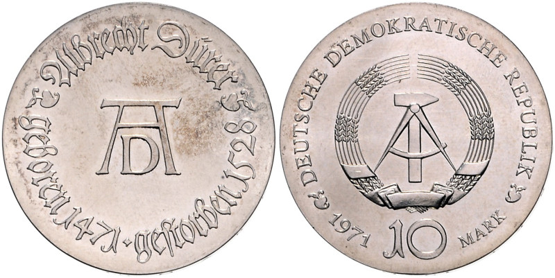 DDR. 
10 Mark 1971 A Zum 500. Geburtstag von Albrecht Dürer. Jaeger&nbsp;1532. ...