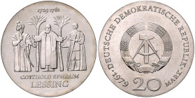 DDR. 
20 Mark 1979 A Zum 250. Geburtstag von Gotthold Ephraim Lessing. Jaeger&nbsp;1571. . 

st