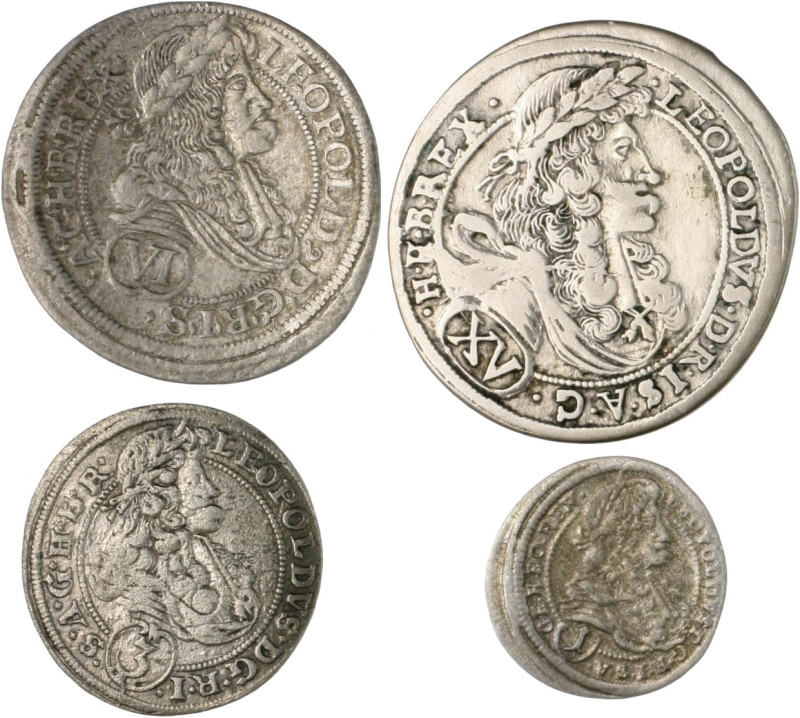 Haus Habsburg. 
Leopold I. 1657-1705. Lot von 4 Münzen: 1 Kreuzer 1699, 3 Kreuz...