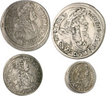 Haus Habsburg. 
Leopold I. 1657-1705. Lot von 4 Münzen: 1 Kreuzer 1699, 3 Kreuzer 1696 C.B., 6 Kreuzer 1688 und 15 Kreuzer 1701. . 

meist ss und e...