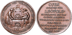Haus Habsburg. 
Leopold I. 1657-1705. Bronzemedaille 1686 (v. Brunner) Spottmedaille auf die Einnahme von Ofen, mit erhabener Randschrift: DURCH DIES...