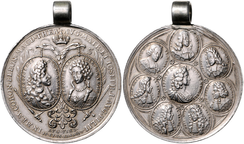Haus Habsburg. 
Leopold I. 1657-1705. Silbermedaille 1690 (v. Hautsch) auf die ...