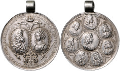 Haus Habsburg. 
Leopold I. 1657-1705. Silbermedaille 1690 (v. Hautsch) auf die Krönung Joseph I. in Augsburg, ohne Randschrift. Slg.&nbsp;Montenuovo&...