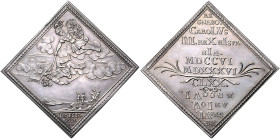 Haus Habsburg. 
Karl VI. 1711-1740. Silberklippe 1706 (v. G.F. Nürnberger) auf die Niederlagen Philipps von Anjou in Spanien und den Spanischen Niede...