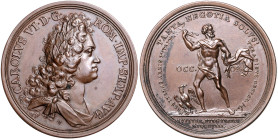 Haus Habsburg. 
Karl VI. 1711-1740. Bronzemedaille 1718 (v. Vestner) auf den Frieden von Passarowitz. 43,6&nbsp;mm, 28,58&nbsp;g. . 

vz-