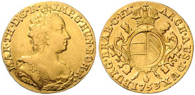 Haus Habsburg. 
Maria Theresia 1740-1780. Souverain d'or 1753 R. Herinek&nbsp;361, Friedberg&nbsp;135, Eypeltauer&nbsp;413. . 

ss