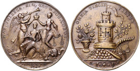 Haus Habsburg. 
Maria Theresia 1740-1780. Bronzemedaille 1743 (unsign.) auf ihre Krönung zur ungarischen und böhmischen Königin in Prag. Slg.&nbsp;Mo...