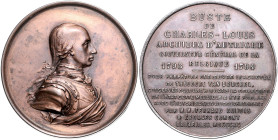 Haus Habsburg. 
Franz Joseph I. 1848-1916. Bronzemedaille 1890 (unsign.) auf Erzherzog Karl Ludwig, Generalstatthalter für Belgien 1793/1794. etwas f...
