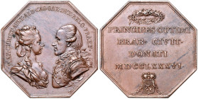 Österreichische Niederlande. 
Maria Christina und Albert 1781-1793. Achteckiger Bronzejeton 1786 (unsign.) auf die Huldigung in Brabant. 34,4&nbsp;mm...
