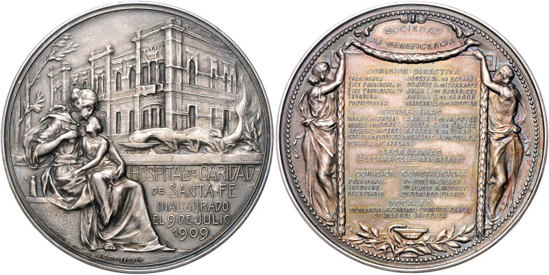 Argentinien. 
Republik. Silbermedaille 1909 (v. Gottuzzoy) auf die Einweihung d...