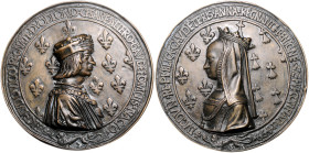 Frankreich. 
Ludwig XII. 1498-1514. Bronzegussmedaille 1499 (v. Leclerc/de Saint-Priest) im Auftrag des Magistrats der Stadt Lyon, auf den Besuch des...