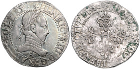 Frankreich. 
Heinrich III. 1574-1589. Franc d' argent 1580 A - Paris. Duplessy&nbsp;1130. Hklsp.. 

ss+