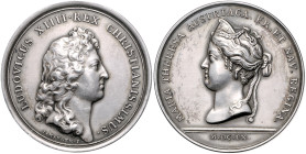 Frankreich. 
Ludwig XIV. 1643-1715. Silbermedaille 1660 (v. Mauger) auf seine Hochzeit mit Maria Theresia v. Österreich, i. Rd: Füllhorn ARGENT. Divo...