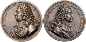 Frankreich. 
Ludwig XV. 1715-1774. Lot von 2 Bronzegussmedaillen 1726 (v. Cure) auf den Tod von Michel Richard de Lalande 1657-1726, kgl. Hofmusikint...