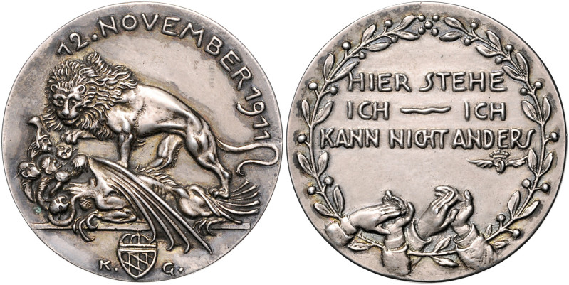 Medaillen von Karl Goetz. 
Silbergussmedaille 1911 auf die Auflösung des Bayeri...