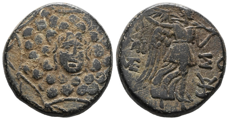 Pontos, Amisos, AE,Time of Mithradates VI Eupator, Circa 85-65 BC.
Obv: Aegis f...