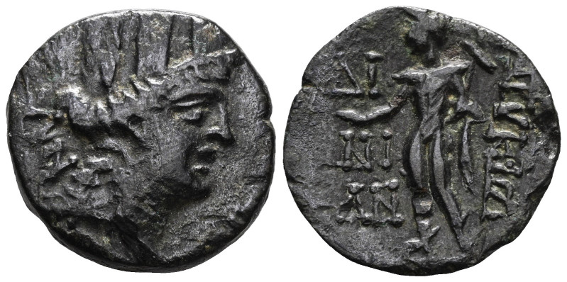 Greek
Cilicia, Korykos, AE 1st cent. BC 
Obv: Turreted head of Tyche right; ΔΤ...