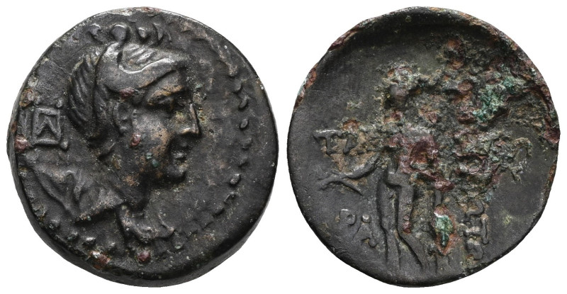 Greek coins
Cilicia, Korykos AE , ca 100-0 BC
Obv: Draped bust of Artemis to r...