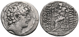 Greek
SELEUKID KINGS OF SYRIA. Antiochos VIII Epiphanes (Grypos), 121/0-97/6 BC. Tetradrachm (Silver), Antiochia on the Orontes, 109-96. Diademed hea...