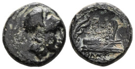 GreekKings of Macedon, Demetrios I Poliorketes,AE, (Bronze), Circa 300-295 BC. Salamis.Obv: Helmeted head of Athena to rightRev: Prow of galley to rig...