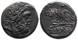 Greek
Pontos, Pharnakeia, AE Bronze , time of Mithradates VI Eupator (120-63 BC), ca. 100-65 BC.
Obv: Laureate head of Zeus to right.
Rev: ΦAPNAKEI...