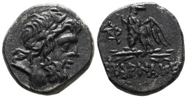 Greek
Pontos, Pharnakeia, AE Bronze , time of Mithradates VI Eupator (120-63 BC), ca. 100-65 BC.
Obv: Laureate head of Zeus to right.
Rev: ΦAPNAKEI...