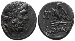 Greek
Pontos, Pharnakeia, AE Bronze , time of Mithradates VI Eupator (120-63 BC), ca. 100-65 BC.
Obv: Laureate head of Zeus to right.
Rev: ΦAPNAKEI...