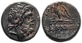 Greek
Pontos, Pharnakeia, AE Bronze , time of Mithradates VI Eupator (120-63 BC), ca. 100-65 BC.
Obv: Laureate head of Zeus to right.
Rev: ΦAPNAKEI...