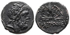 Greek
Pontos, Pharnakeia, AE Bronze , time of Mithradates VI Eupator (120-63 BC), ca. 100-65 BC.
Obv: Laureate head of Zeus to right.
Rev: ΦAPNAKEI...