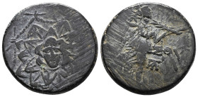Pontos, Amisos, AE,Time of Mithradates VI Eupator, Circa 85-65 BC.Obv: Aegis facing.Rev: AMI-ΣO[Y], Nike advancing right with shouldered palm branch; ...