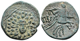 Pontos, Amisos, AE,Time of Mithradates VI Eupator, Circa 85-65 BC.Obv: Aegis facing.Rev: AMI-ΣO[Y], Nike advancing right with shouldered palm branch; ...