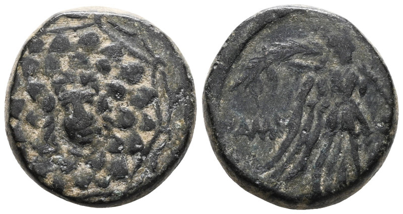 Pontos, Amisos, AE,Time of Mithradates VI Eupator, Circa 85-65 BC.
Obv: Aegis f...