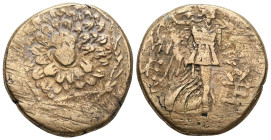 Pontos, Amisos, AE,Time of Mithradates VI Eupator, Circa 85-65 BC.Obv: Aegis facing.Rev: AMI-ΣO[Y], Nike advancing right with shouldered palm branch; ...