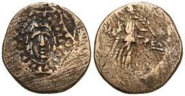 Pontos, Amisos, AE,Time of Mithradates VI Eupator, Circa 85-65 BC.Obv: Aegis facing.Rev: AMI-ΣO[Y], Nike advancing right with shouldered palm branch; ...