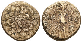 Pontos, Amisos, AE,Time of Mithradates VI Eupator, Circa 85-65 BC.Obv: Aegis facing.Rev: AMI-ΣO[Y], Nike advancing right with shouldered palm branch; ...