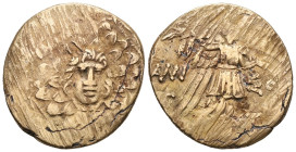 Pontos, Amisos, AE,Time of Mithradates VI Eupator, Circa 85-65 BC.Obv: Aegis facing.Rev: AMI-ΣO[Y], Nike advancing right with shouldered palm branch; ...