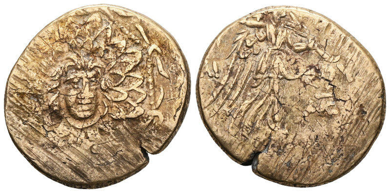 Pontos, Amisos, AE,Time of Mithradates VI Eupator, Circa 85-65 BC.
Obv: Aegis f...