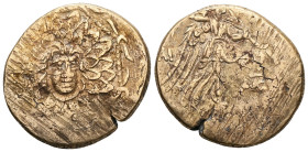 Pontos, Amisos, AE,Time of Mithradates VI Eupator, Circa 85-65 BC.Obv: Aegis facing.Rev: AMI-ΣO[Y], Nike advancing right with shouldered palm branch; ...