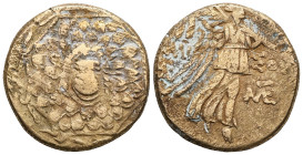 Pontos, Amisos, AE,Time of Mithradates VI Eupator, Circa 85-65 BC.Obv: Aegis facing.Rev: AMI-ΣO[Y], Nike advancing right with shouldered palm branch; ...