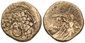 Pontos, Amisos, AE,Time of Mithradates VI Eupator, Circa 85-65 BC.Obv: Aegis facing.Rev: AMI-ΣO[Y], Nike advancing right with shouldered palm branch; ...